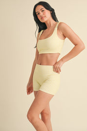 Yellow Gingham Biker Shorts