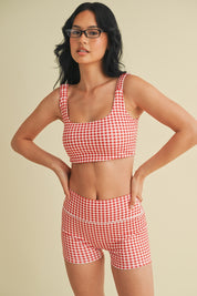 Red Gingham Biker Shorts