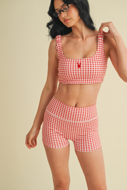 W Gingham Ruched Bra Top