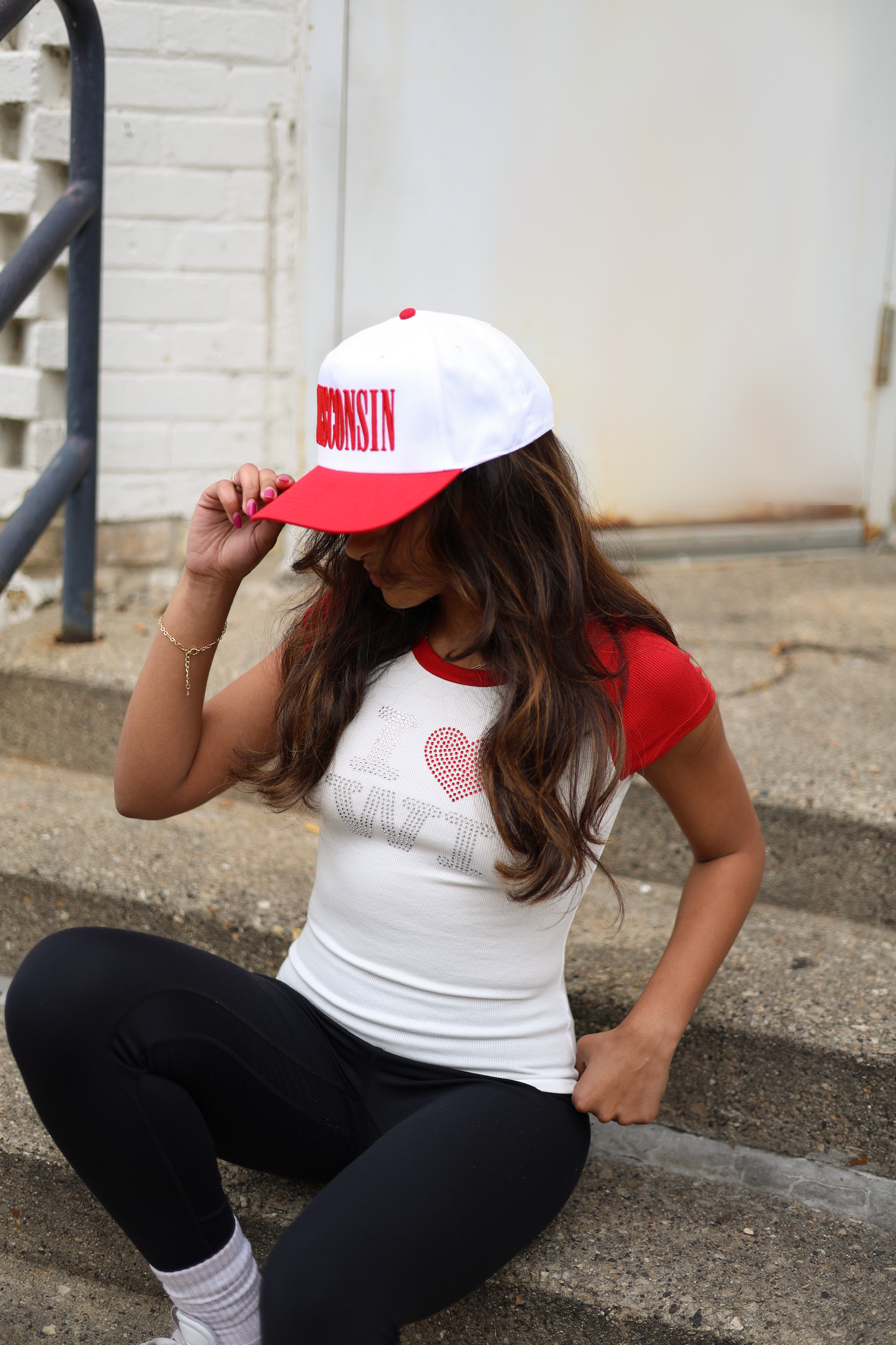 I Love WI Rhinestone Baseball Tee