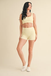 Yellow Gingham Biker Shorts