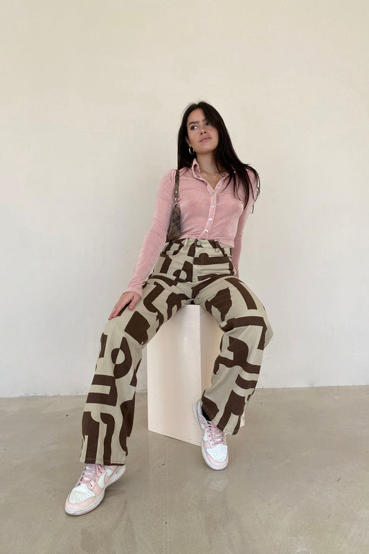 Geometric Printed Jeans
