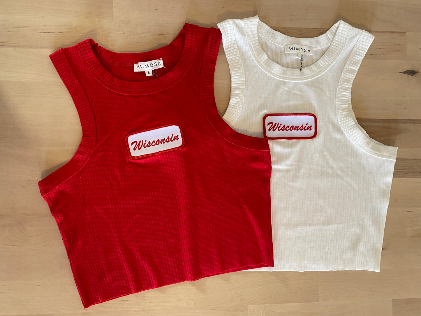 Wisconsin Name Plate High Neck Ribbed Tank