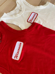 Wisconsin Name Plate High Neck Ribbed Tank