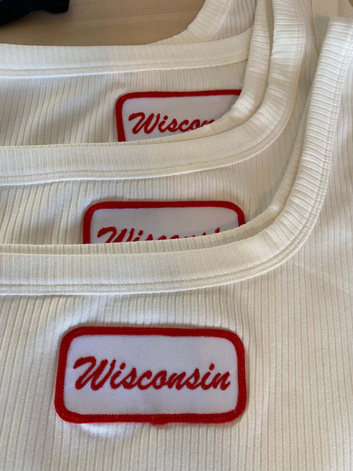 Wisconsin Name Plate One Shoulder Top