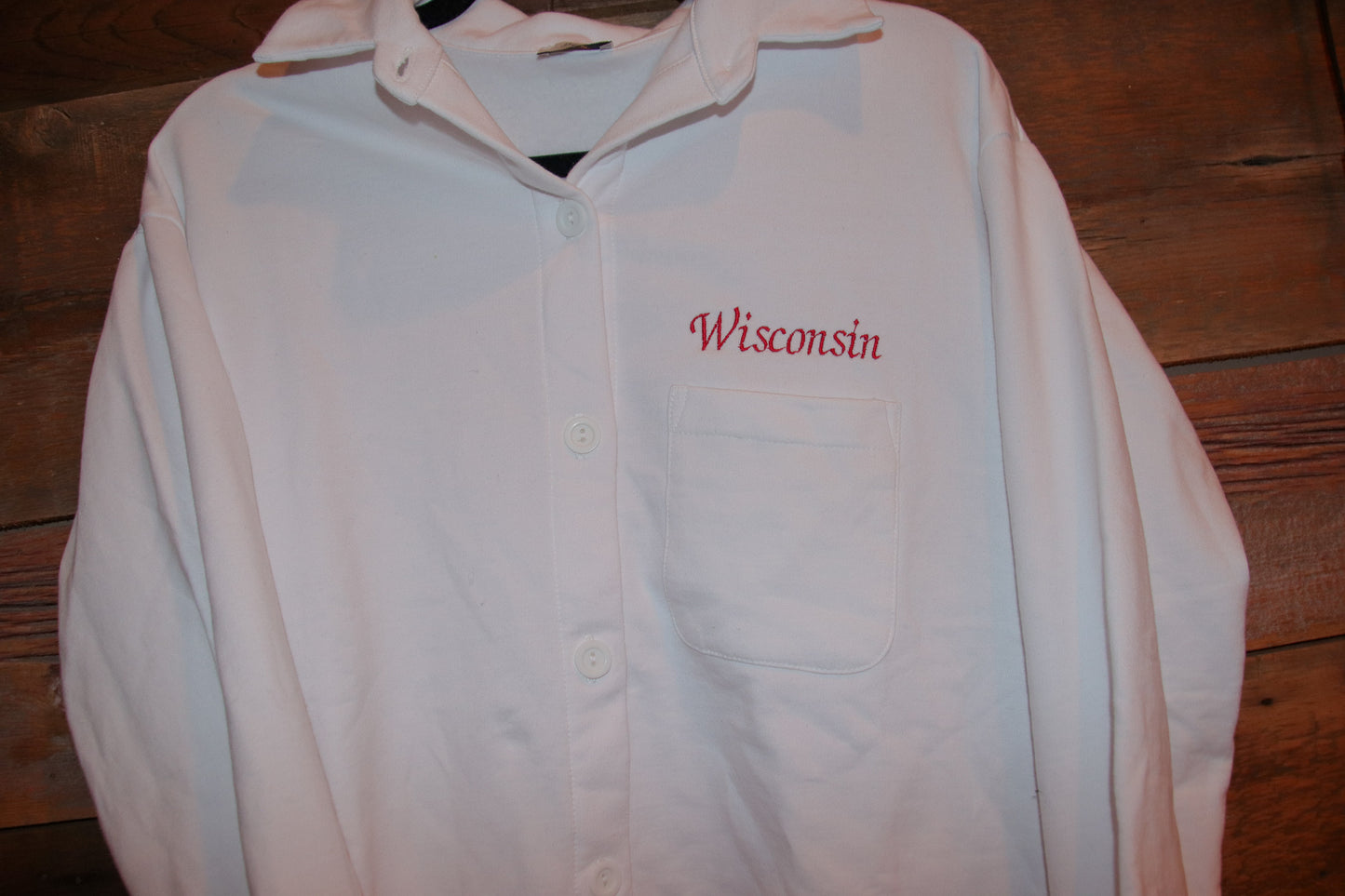 Wisconsin Embroidered Fleece Shacket