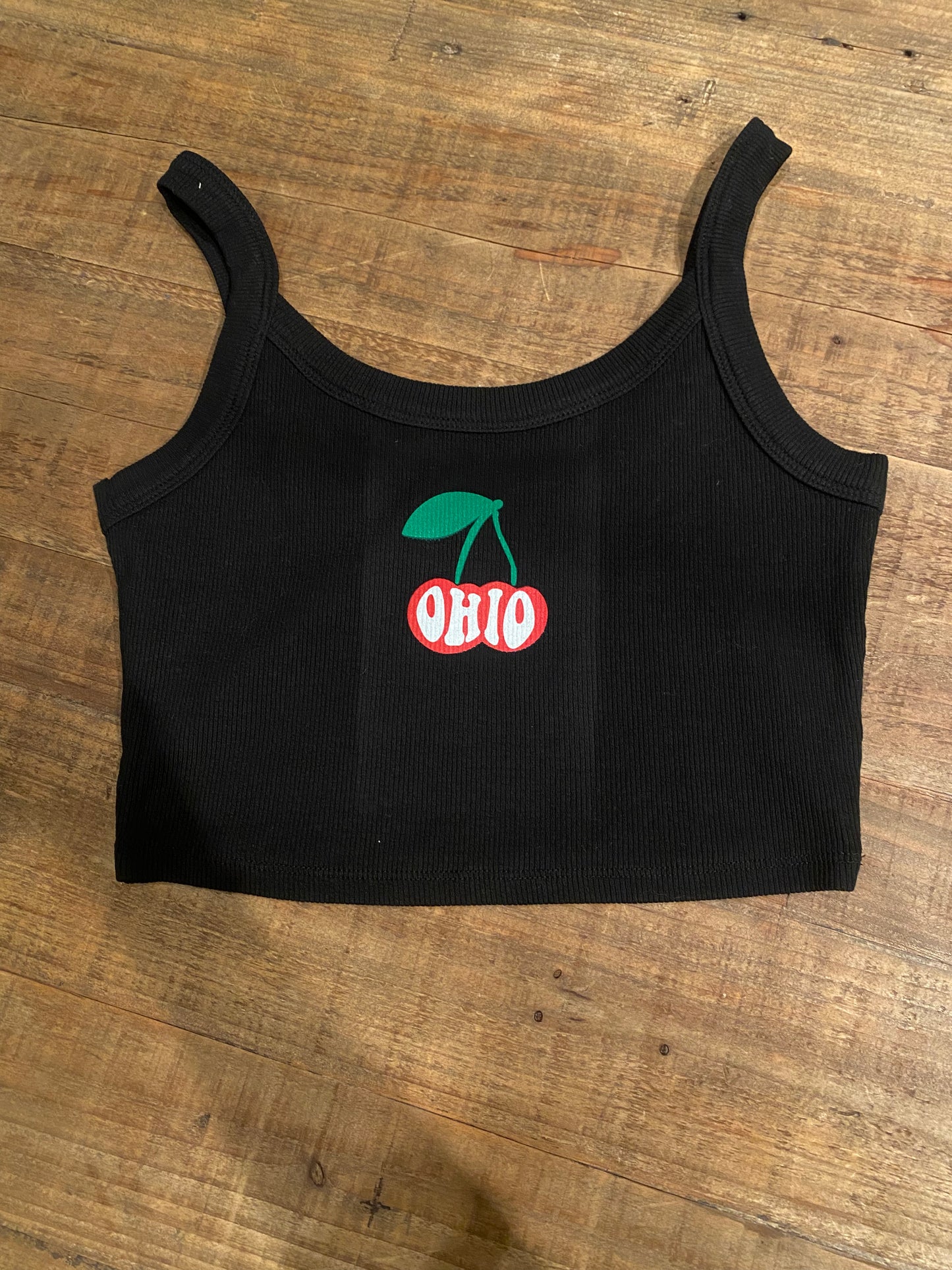 Ohio Cherries Ribbed Crop Cami