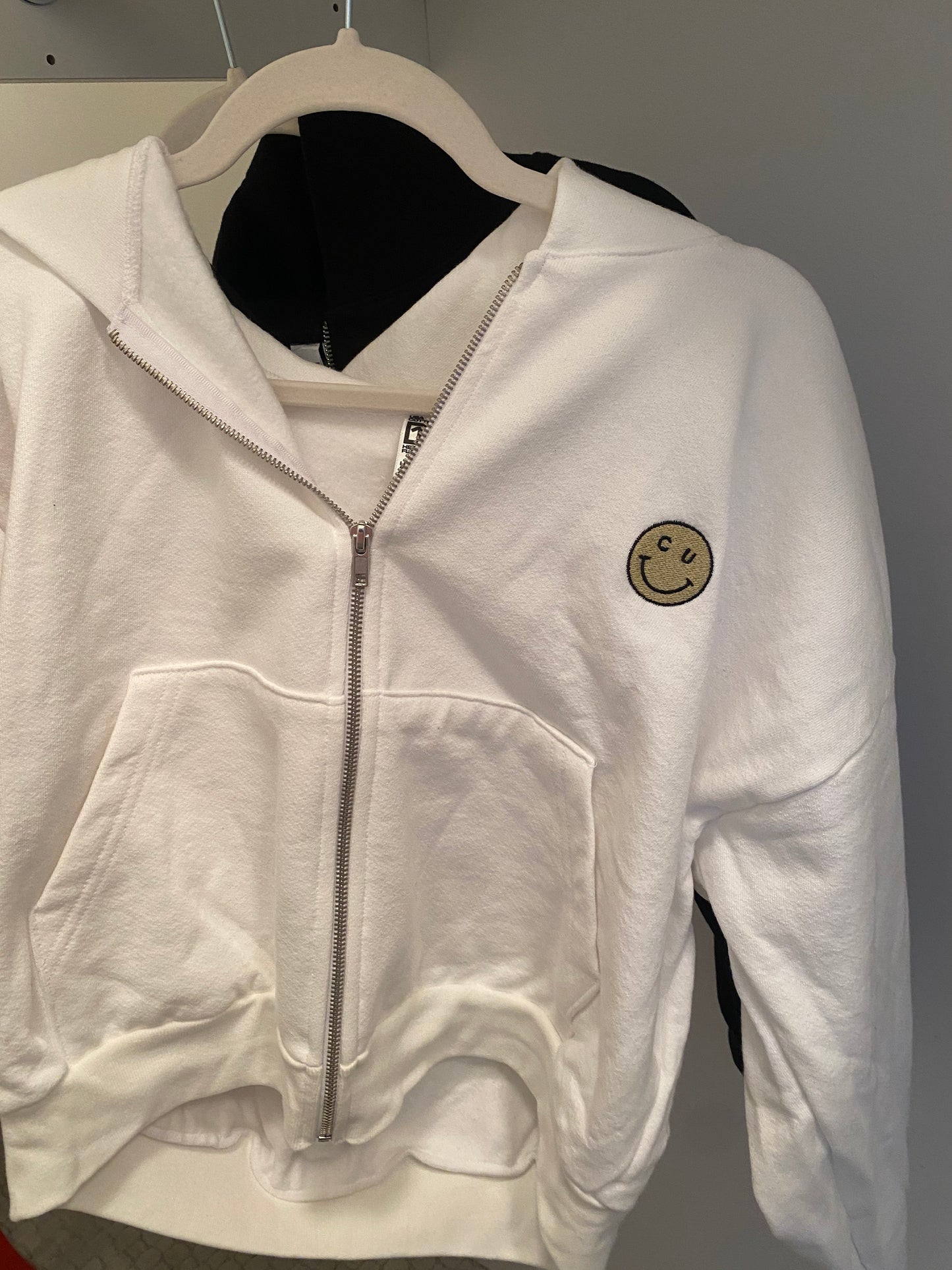 CU Smiley Cropped Oversized Zip Up - Recess Apparel LLC