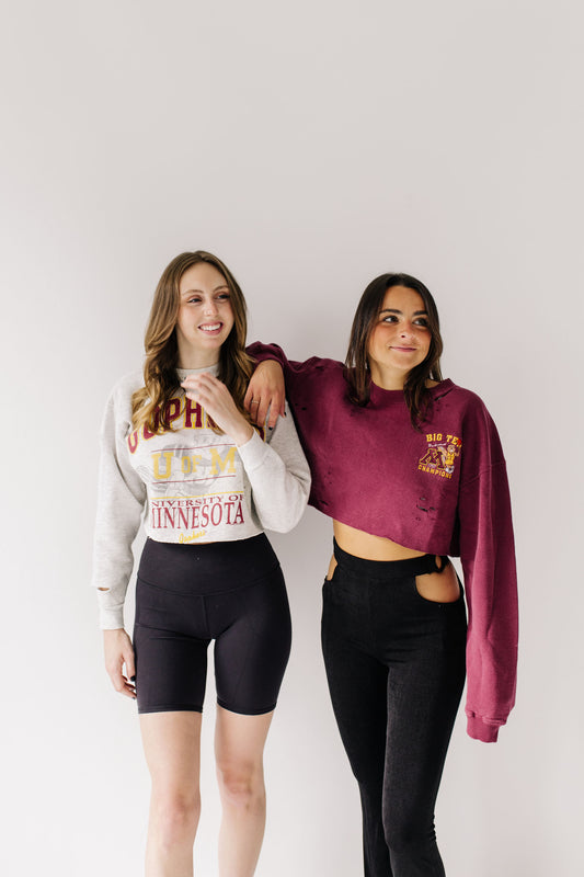 Vintage Distressed Cropped Crew