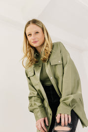 Falling For You Leather Shacket - Recess Apparel LLC