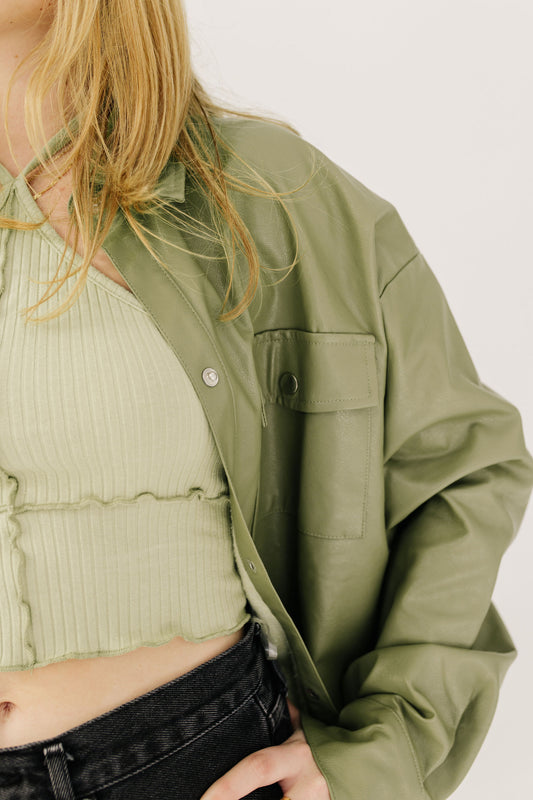 Falling For You Leather Shacket - Recess Apparel LLC