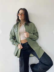 Falling For You Leather Shacket - Recess Apparel LLC