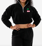 Ohio Cherries Crop Half Zip Sweatshirt - Recess Apparel LLC