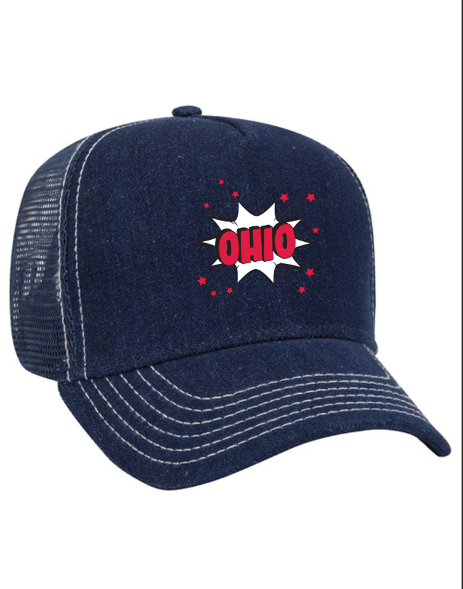 Ohio Burst Denim Trucker Hat