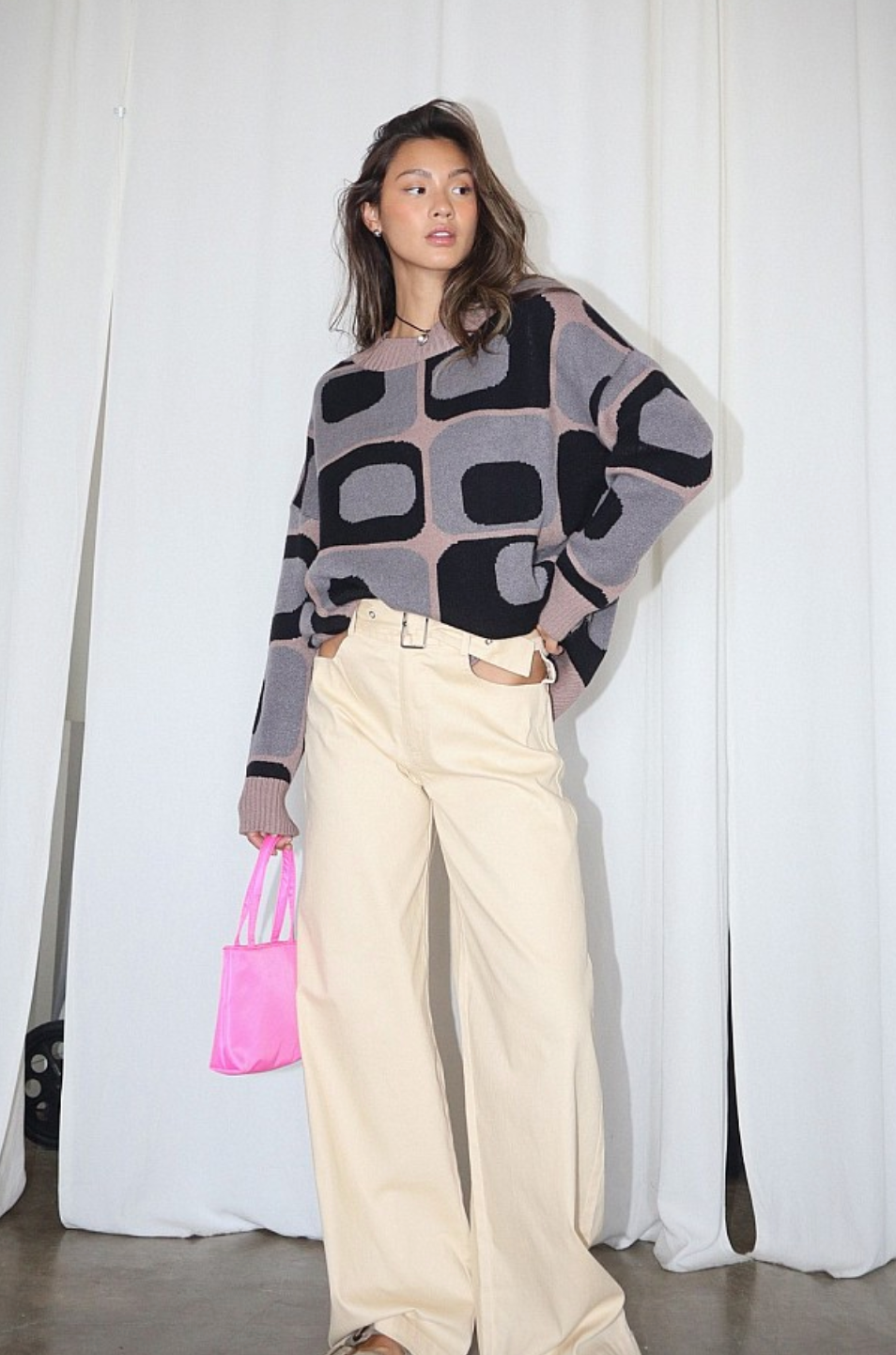 Side Slit Belted Trousers