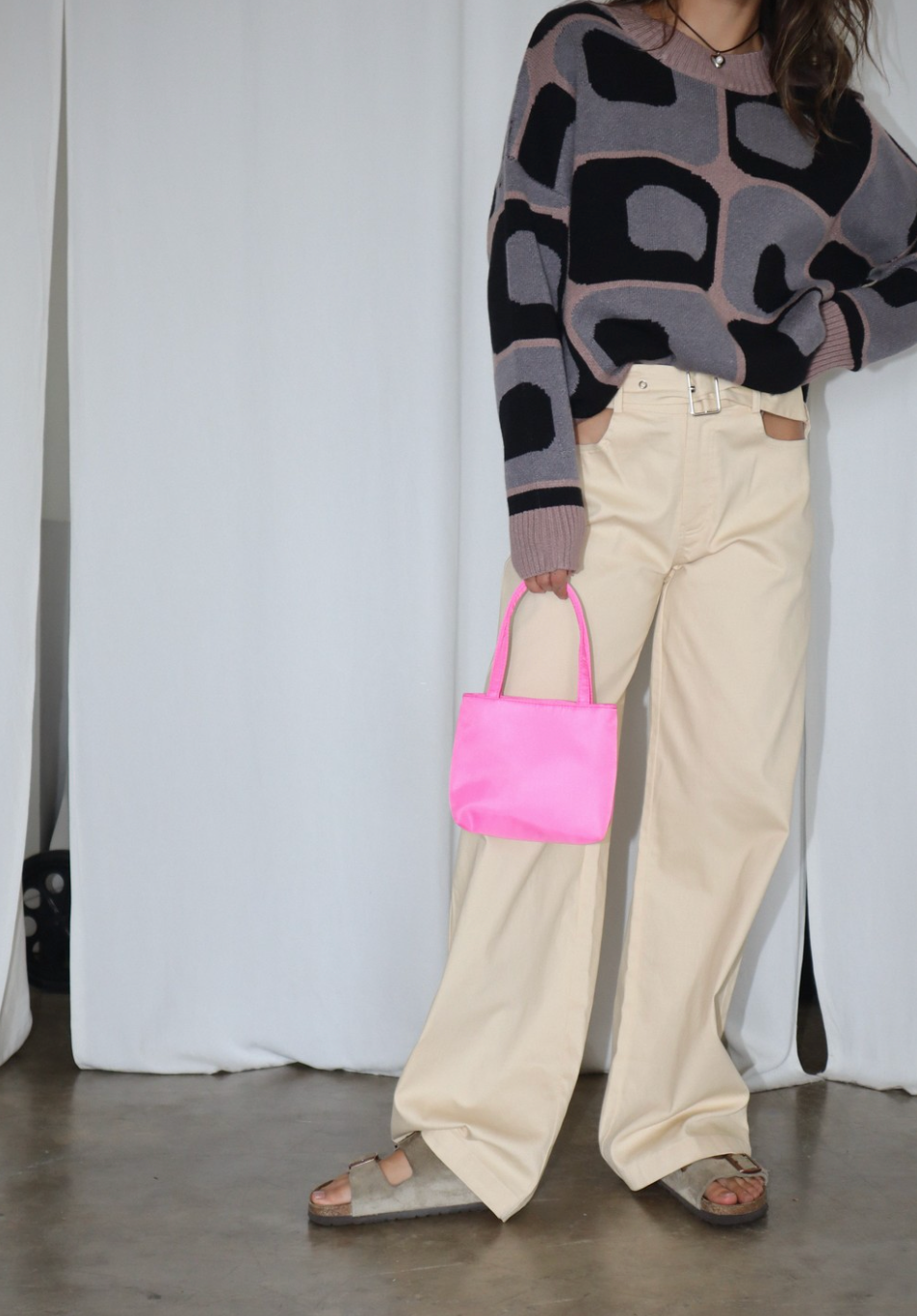 Side Slit Belted Trousers