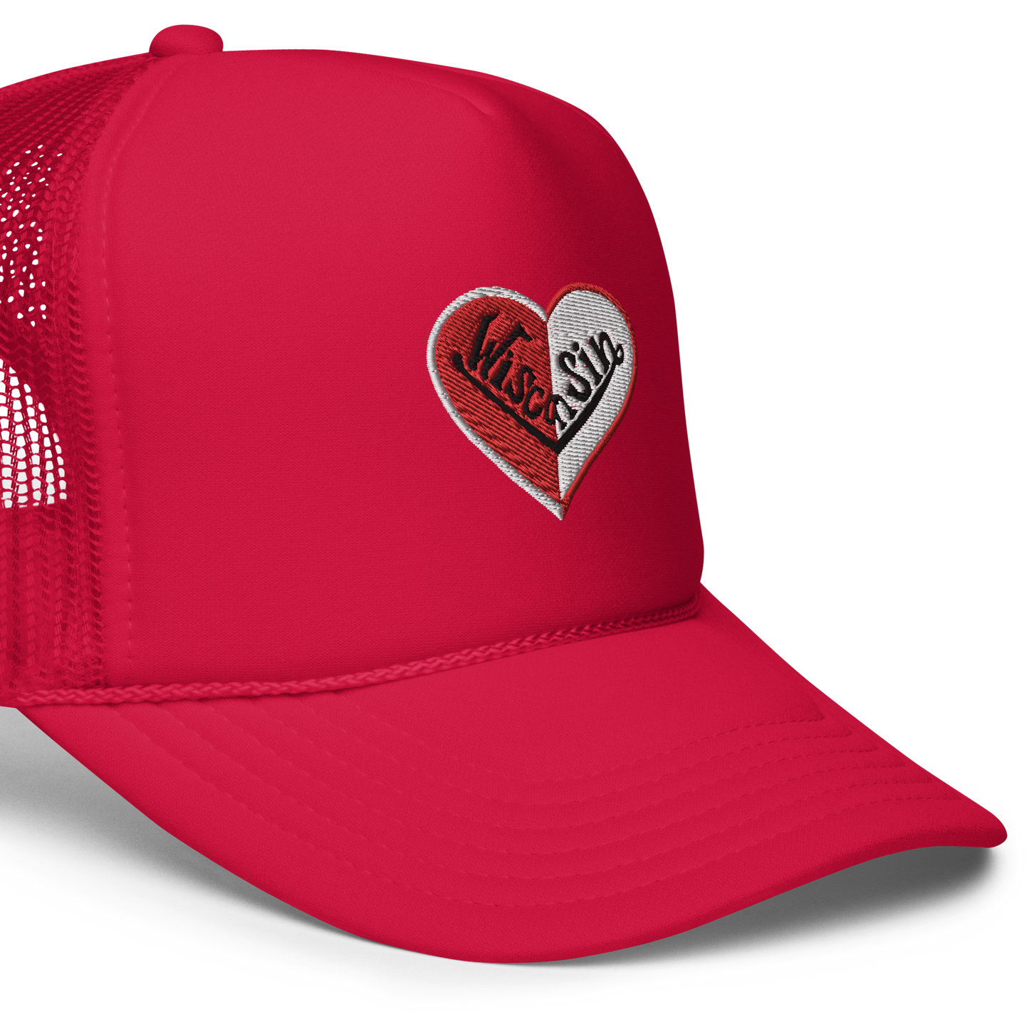 Wisconsin Split Heart Trucker Hat