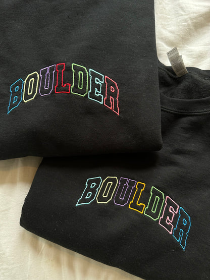 Boulder Rainbow Embroidered Crew