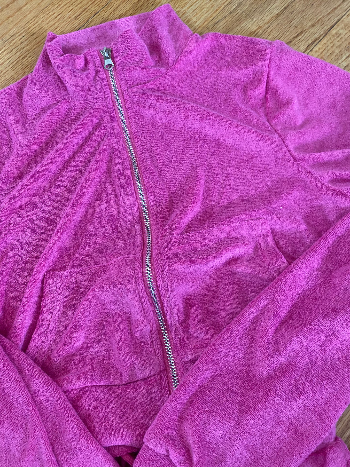 Pink Terry Cropped Wisconsin Track Jacket