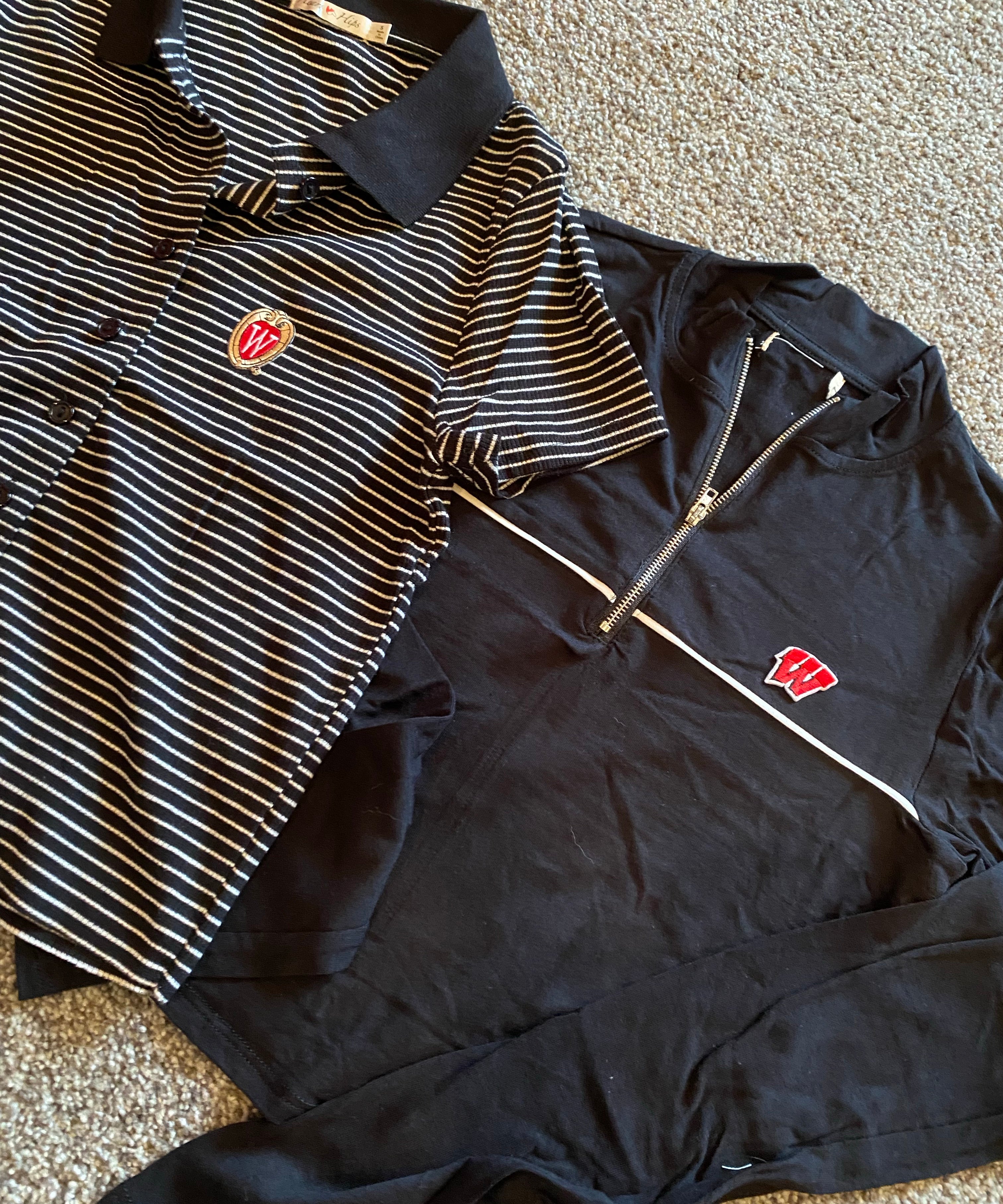 Wisconsin Striped Collared Button Down - Recess Apparel LLC