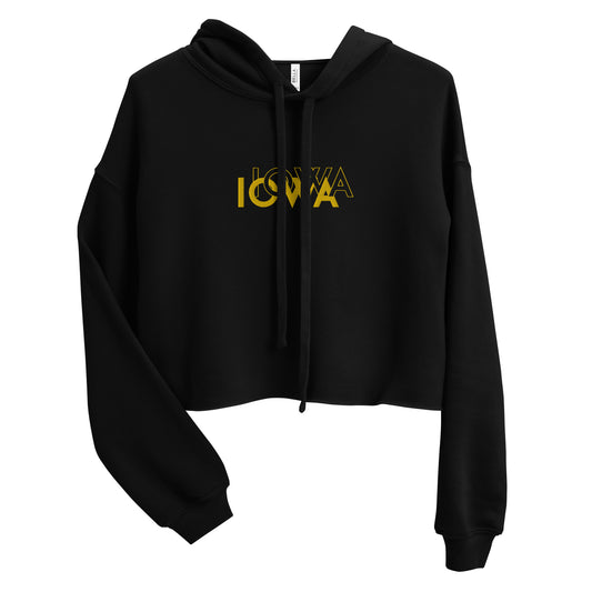 Iowa Repeat Embroidered Cropped Hoodie